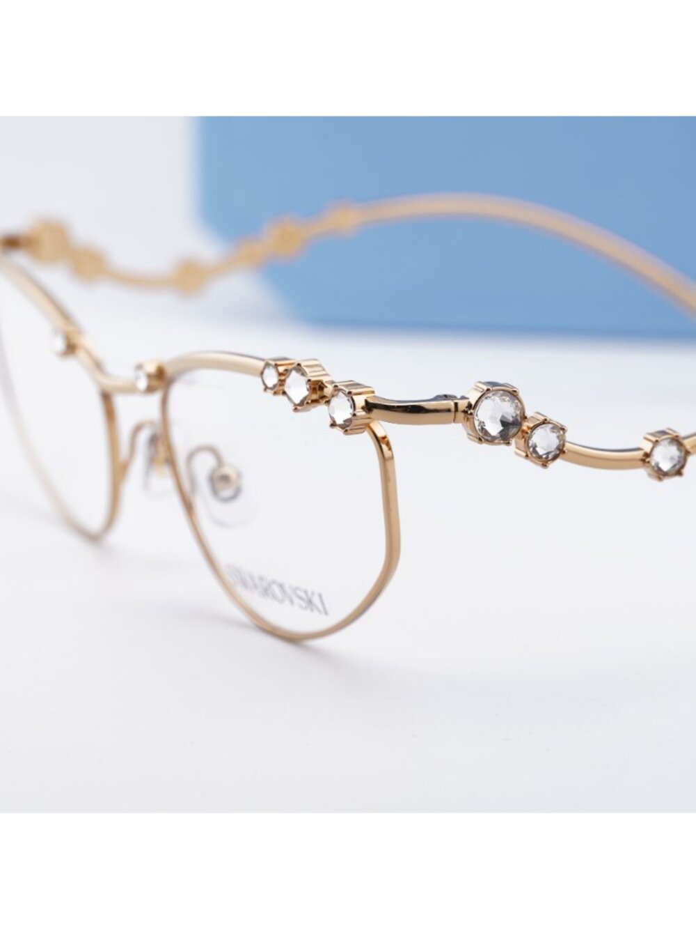 Swarovski SK1015 4004 Irregular Eyeglasses 55mm - Gold with Stones - Picture 2 of 10